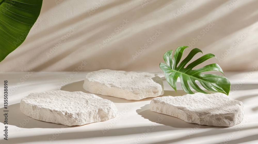 artistic product photography, jagged white stone platforms with organic imperfections, arranged in a visually striking balance artistic product photography, jagged white stone platforms with organic imperfections, arranged in a visually striking balance