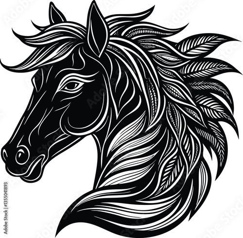 Black horse head silhouette vector illustration