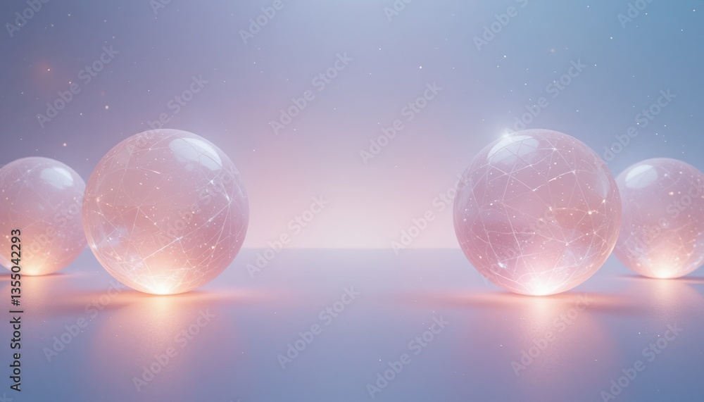 Obraz premium Illuminating abstract spheres digital art space 3d rendered visuals ethereal environment symmetrical perspective modern concept for digital interfaces