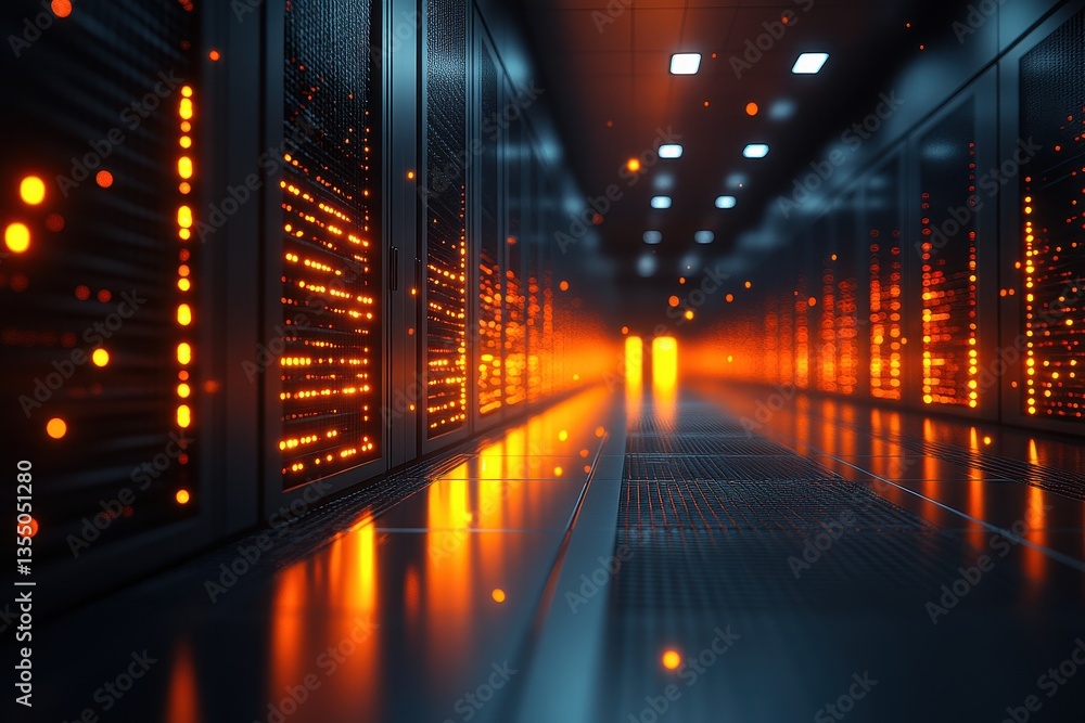 Illuminated Server Room Corridor Data Center Infrastructure and Technology Illuminated Server Room Corridor Data Center Infrastructure and Technology