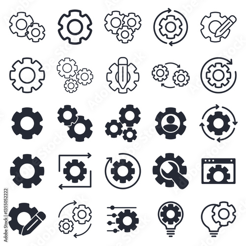 Set of Gear icon logo vector illustration. Settings pack symbol template for graphic and web design collection