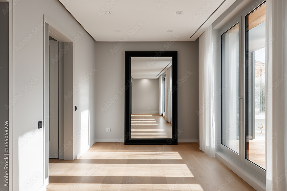 simple hallway with black mirror simple hallway with black mirror