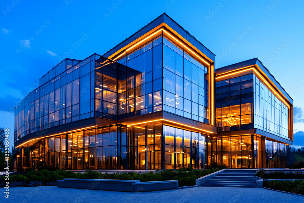 Modern Office Building at Dusk Modern Office Building at Dusk