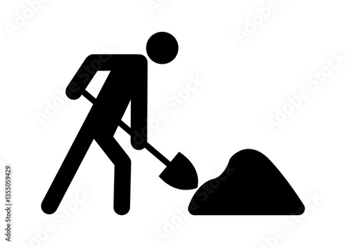 Construction worker silhouette icon. stickman black doodle icon.