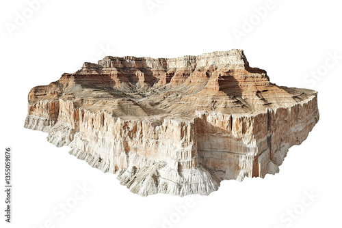 Canyon isolated on white background with clipping path. Cliffs in the desert isolated on white background, clipping path included.