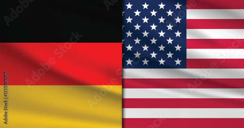 Background with Two Flags of USA and Germany