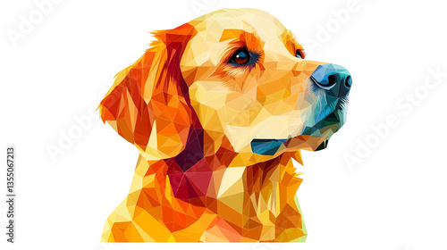 Vibrant Geometric Art of a Golden Retriever Dog