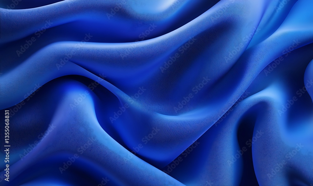 Obraz premium Close-up of a luxurious flowing blue silk fabric. 