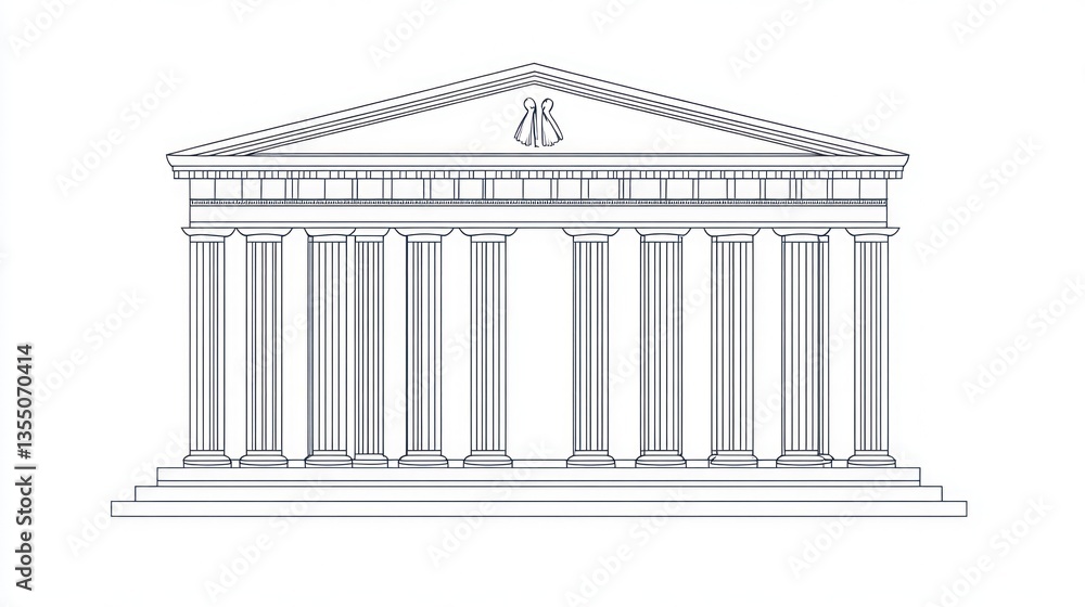 Obraz premium Ancient Greek Temple Front View, Architectural Design, Empty Building, Possible Use Stock Photo