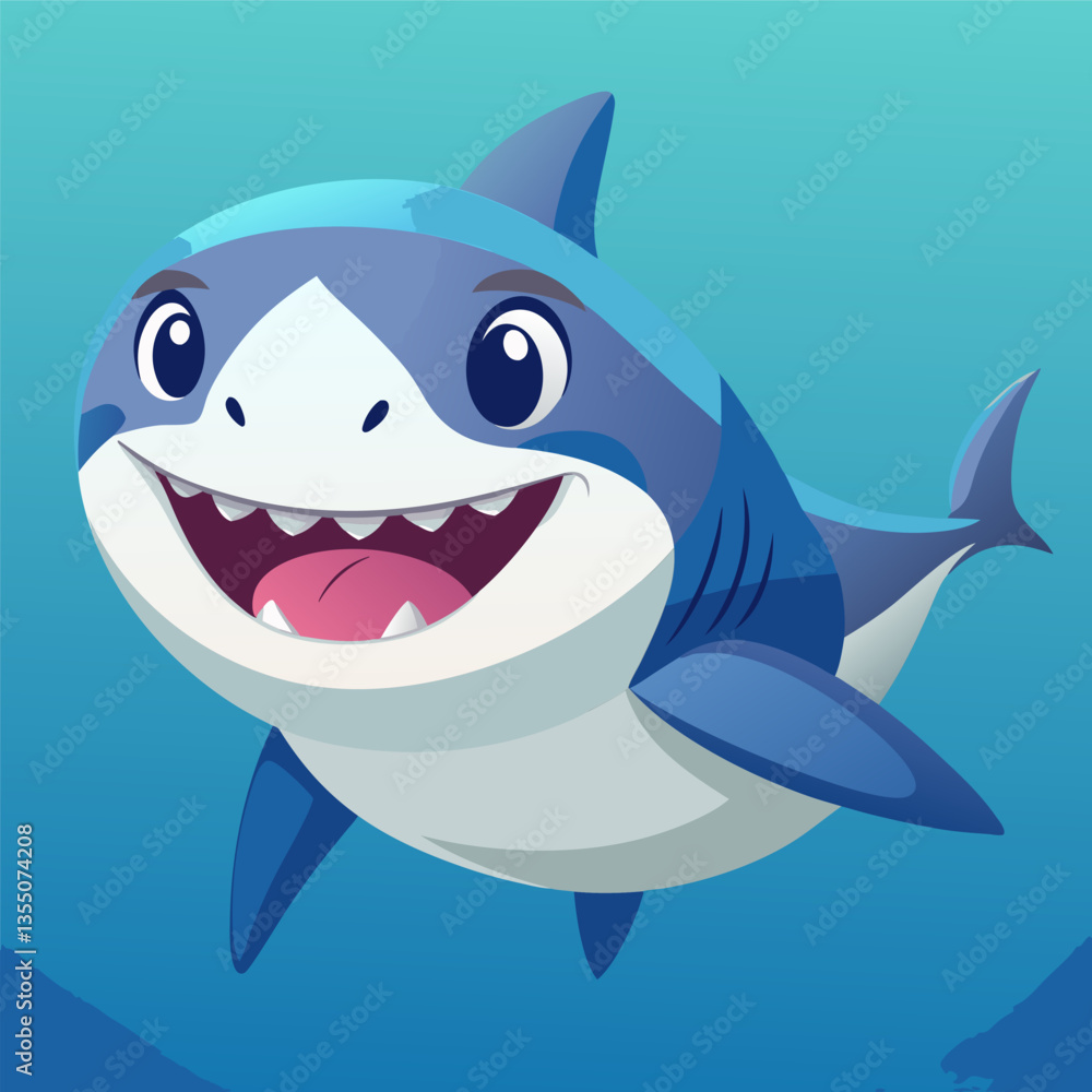Cute cartoon shark. happy expression. Cute cartoon shark. happy expression.