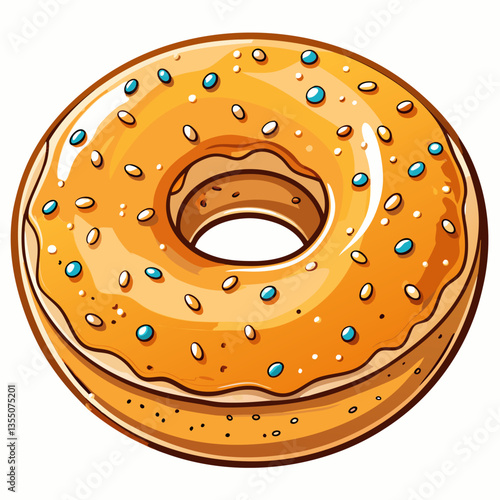 Yummy glazed donut with sprinkles.