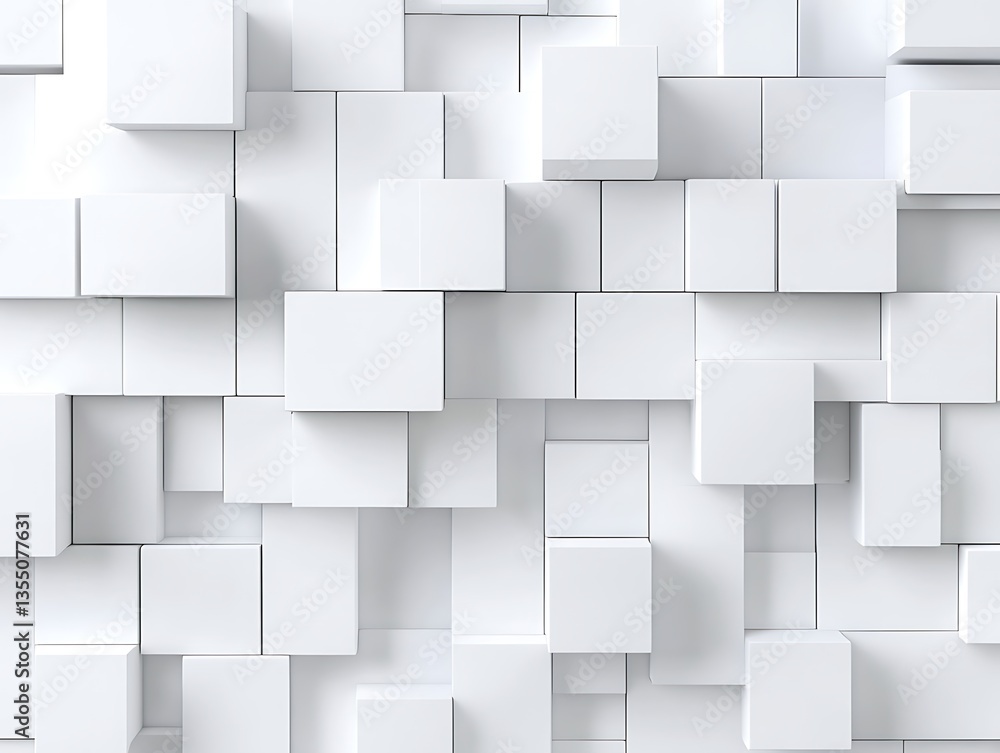 Abstract geometric 3D white square pattern background, minimalistic and modern design Abstract geometric 3D white square pattern background, minimalistic and modern design