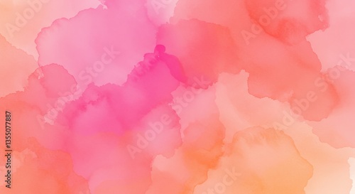 Abstract Pink and Orange Watercolor Painting - A vibrant watercolor painting featuring soft pink and orange hues. Symbolizing: serenity, warmth, creativity, energy, and optimism