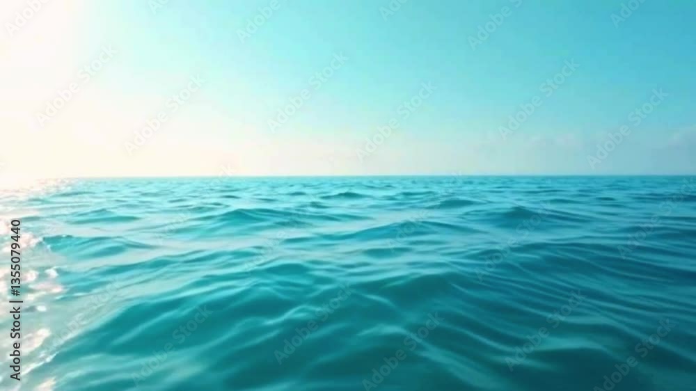 A serene view of the ocean with gentle waves under a clear blue sky on a sunny day scene A serene view of the ocean with gentle waves under a clear blue sky on a sunny day scene