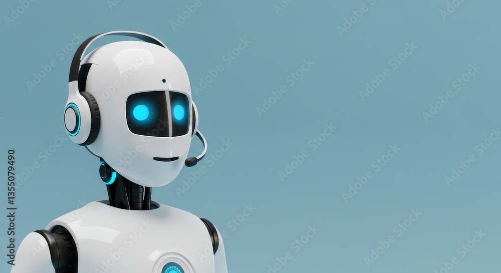 AI Tech Support Robot: Customer Service Automation - Futuristic AI robot providing tech support, symbolizing innovation, efficiency, automation, assistance, and customer service AI Tech Support Robot: Customer Service Automation - Futuristic AI robot providing tech support, symbolizing innovation, efficiency, automation, assistance, and customer service