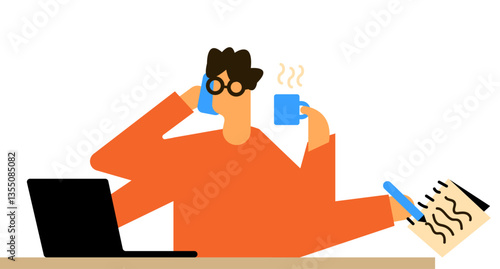 Person doing multitasking everything together illustration