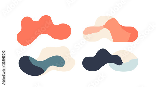 Contemporary abstract art composition featuring colorful shapes in modern style with a playful arrangement