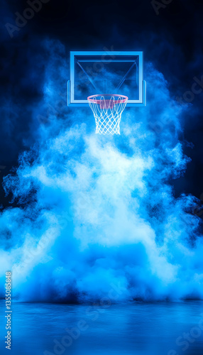 Neon Basketball Hoop in Smoky Blue Studio