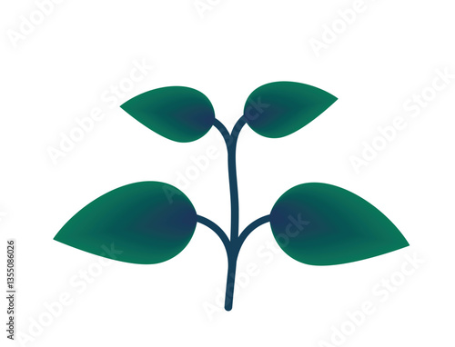 Sprout with four leaves green gradient illustration. Spring, planting and nature design element. Isolated vector image