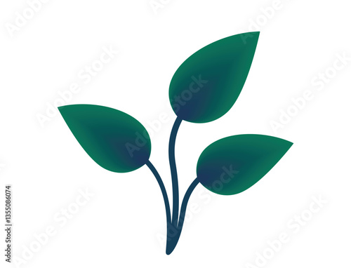 Plant sprout with three stems green gradient illustration. Spring, planting and nature design element. Isolated vector image