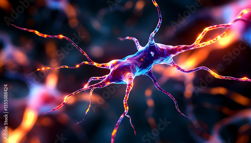 Neuron in Brain. Microscopic View