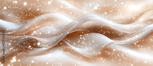 Sparkling fabric waves, bokeh background, elegant design