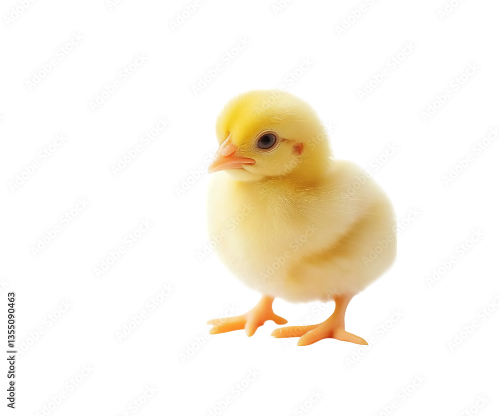 Obraz premium Cute yellow baby chick on Png Format and Transparent Background