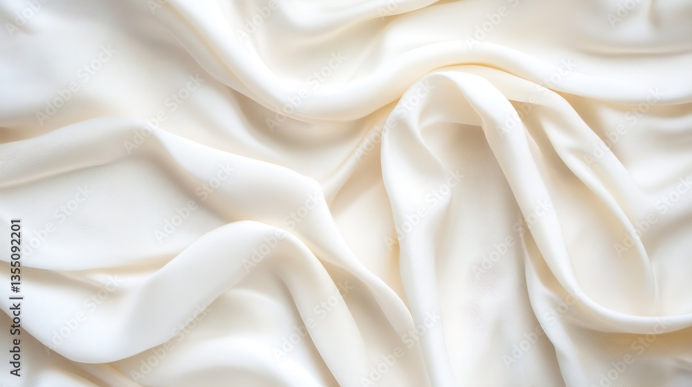Fototapeta premium Elegant white fabric draped in waves creating a soft and luxurious texture backdrop : Generative AI
