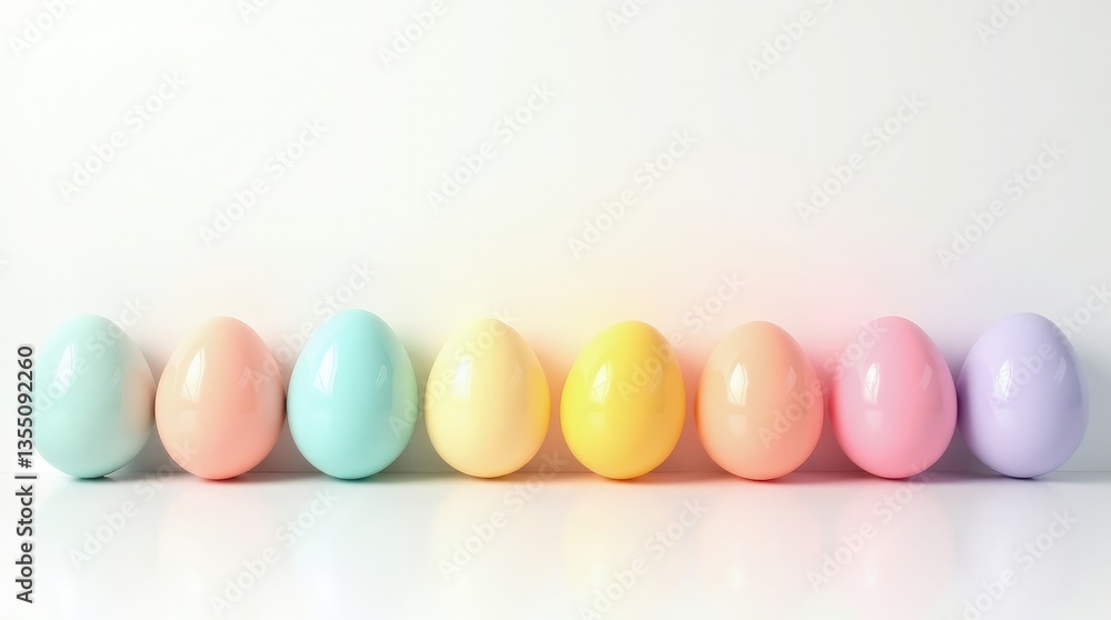 Colorful pastel Easter eggs in a row Colorful pastel Easter eggs in a row