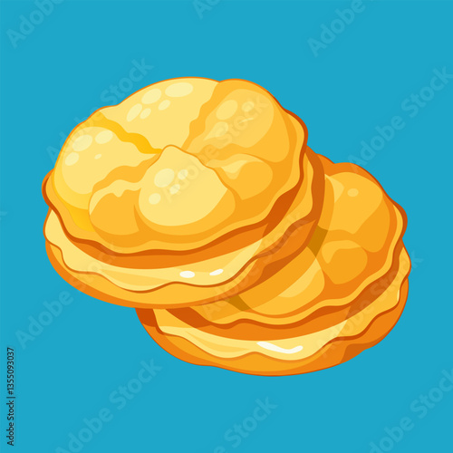 Creative Golden pastries stacked high. Design element