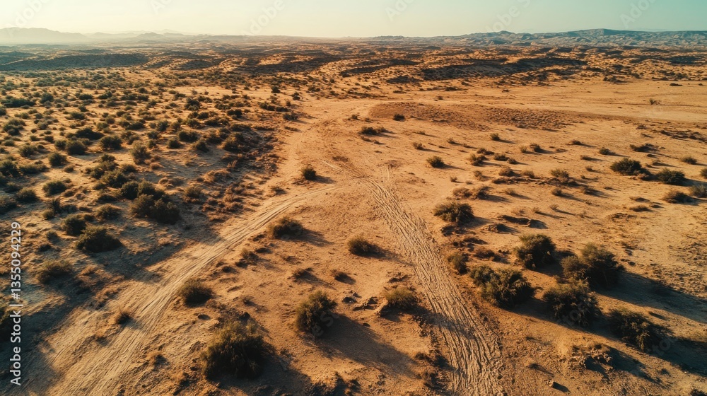 Aerial View of a Desert Landscape in the Golden Hour Aerial View of a Desert Landscape in the Golden Hour