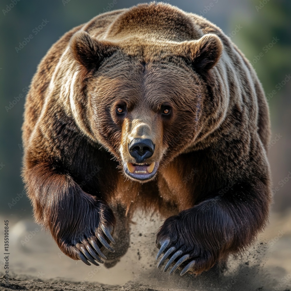 Obraz premium Powerful grizzly bear charging