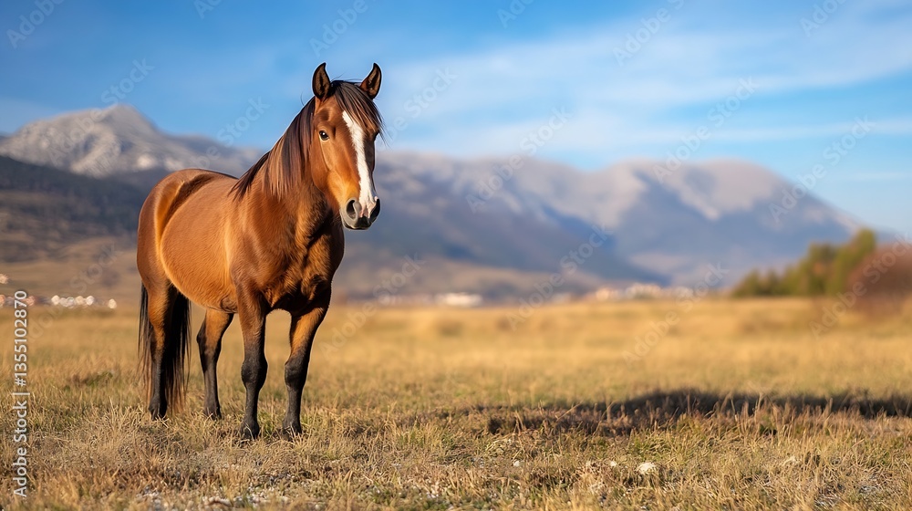Captivating portrait of a majestic horse standing in a serene field showcasing the beauty of nature and equestrian life : Generative AI Captivating portrait of a majestic horse standing in a serene field showcasing the beauty of nature and equestrian life : Generative AI