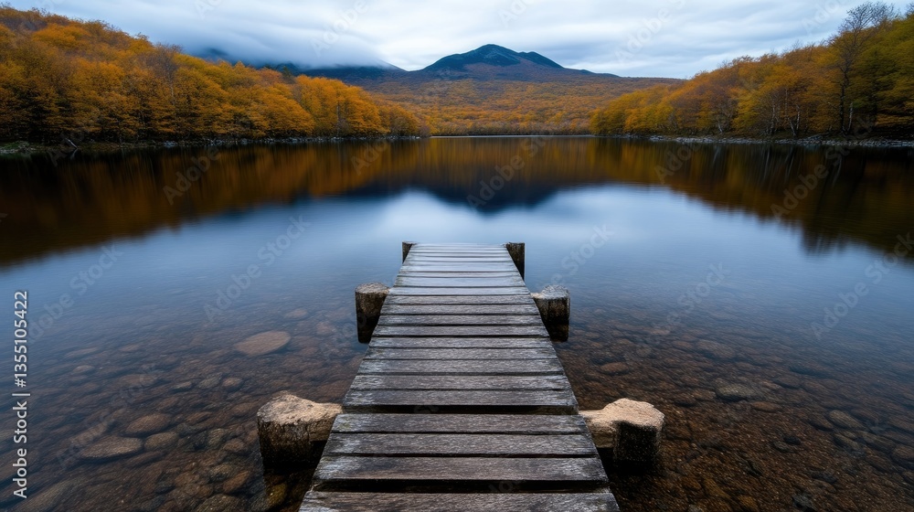 Fototapeta premium Serene Autumnal Lake Scene