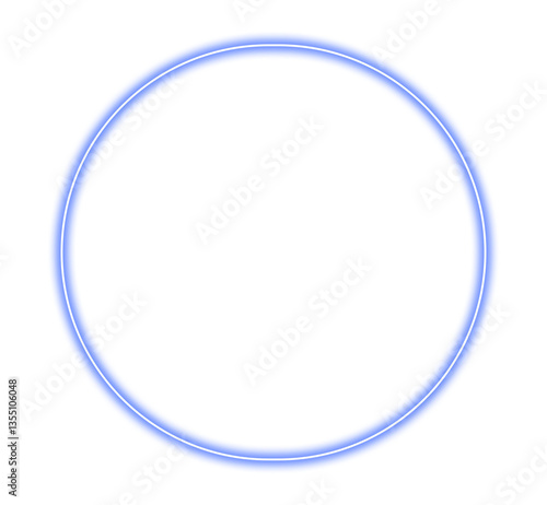 Neon circle frame purple color isolated on transparent background. Glowing neon border with empty copy space Glow banner, mockup, template. Neon sign for decoration, design elements