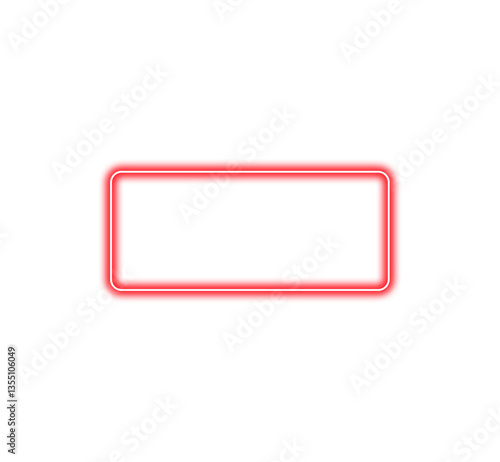 Neon rectangle frame red color isolated on transparent background. Glowing neon border with empty copy space Glow banner, mockup, template. Neon sign for decoration, design elements