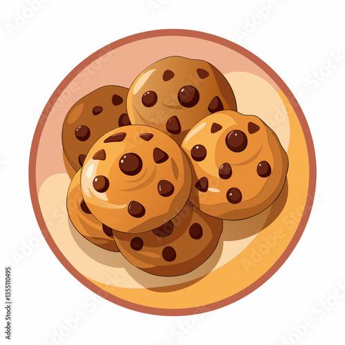 Delicious chocolate chip cookies on a plate.