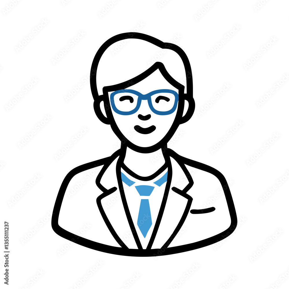 Woman teacher icon with glasses and formal outfit Woman teacher icon with glasses and formal outfit