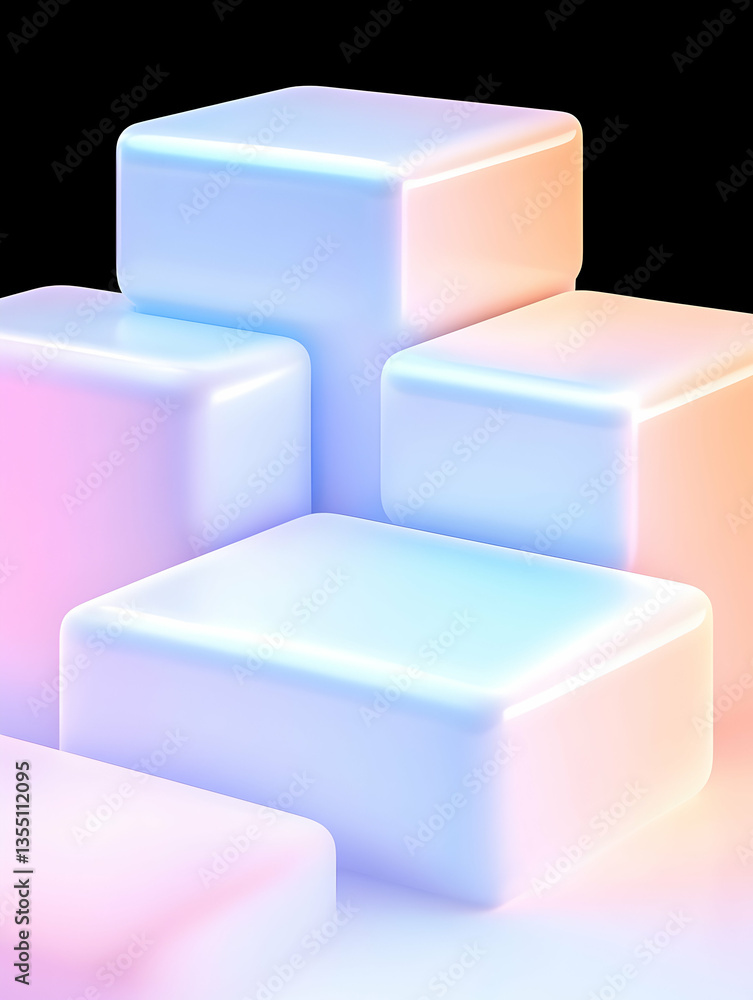 Obraz premium Pastel cubes, abstract display, smooth surface, 3D render
