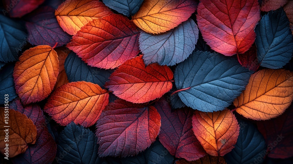 Fototapeta premium Autumn leaves background, fall foliage texture, design