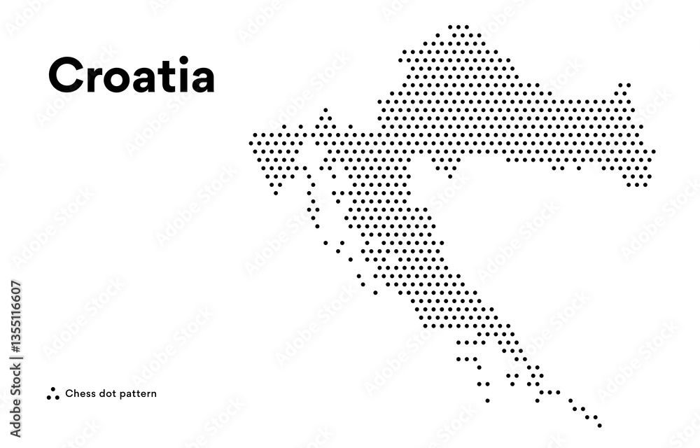 Obraz premium Dotted Map of Croatia