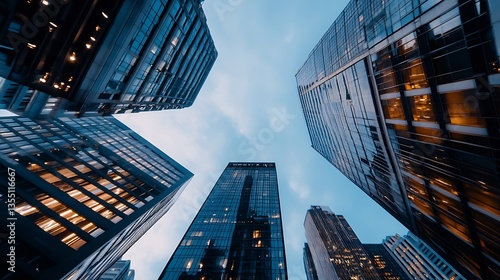 Wallpaper Mural Stunning upward view of skyscrapers reflecting clouds in a vibrant urban skyline : Generative AI Torontodigital.ca