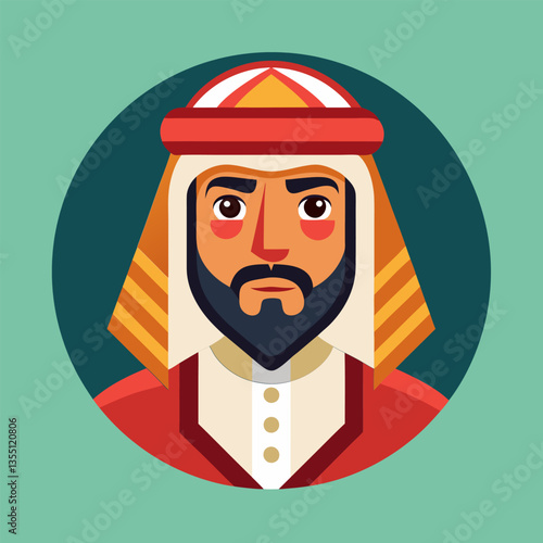 Arab man portrait. flat design.