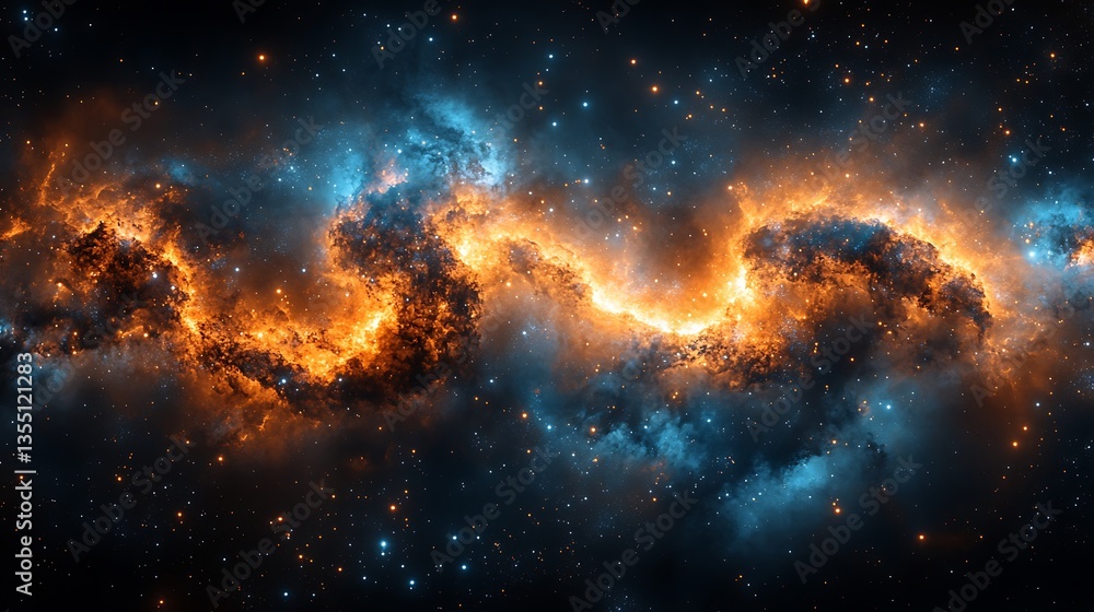 Naklejka premium Cosmic Nebulae for Fiery and Azure Streams.