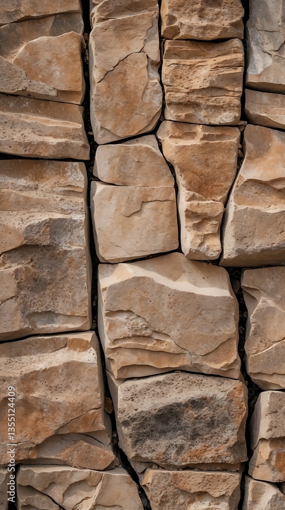 Fototapeta premium Textured stone wallpaper featuring vertical cracks and natural patterns