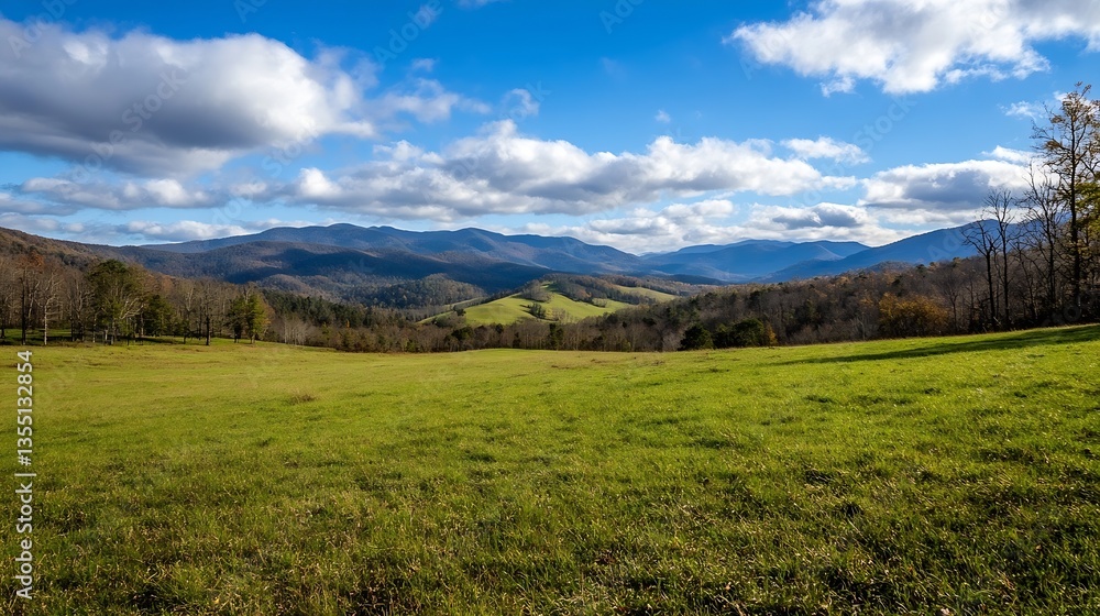 Breathtaking panoramic view of green rolling hills and distant mountains : Generative AI Breathtaking panoramic view of green rolling hills and distant mountains : Generative AI