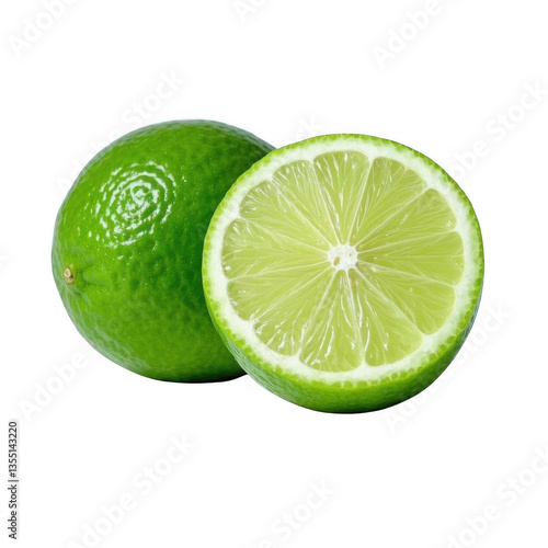A vibrant lime, juicy and zesty, ready to add a burst of freshness to your culinary creations, showcased against a clean white background.