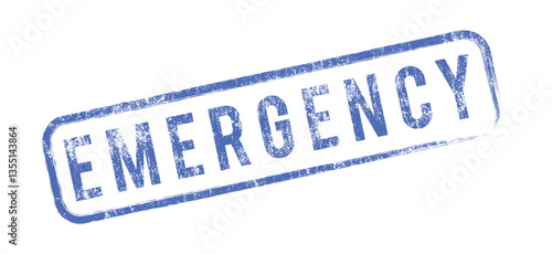Blue EMERGENCY word square rubber seal stamp. Grunge blue emergency word stamp sign isolated on transparent background.