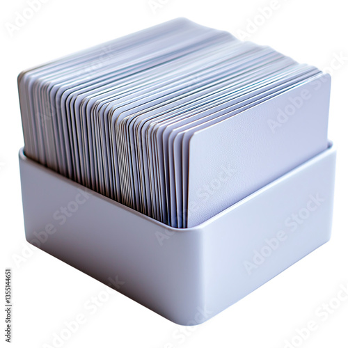 A Neat Stack Of Blank Cards, Ready For New Ideas And Stories, Nestled In A Pale Lavender Box, Promising Creativity And Potential Isolated on Transparent Background