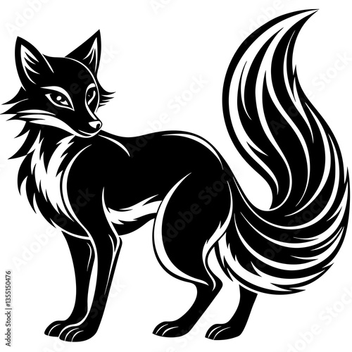 Agile Fox Silhouette with Sleek Tail Design
